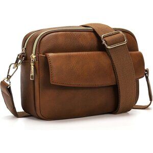 Crossbody Bag Women Vegan Leather Small Zipper Organizer Travel Purse